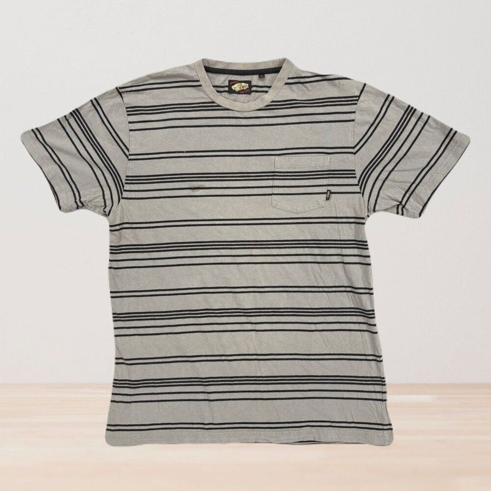 Y2K Vans Off The Wall Striped T-Shirt Men's Large Gray Black Skate Surf 2000's